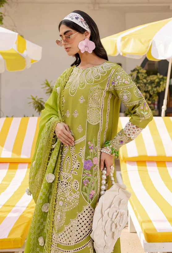Parishay Monaco - Luxury Lawn Embroidered 3 Piece Unstitched - MS - 04 - Image 5
