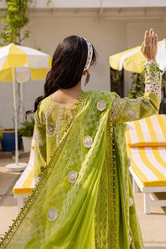 Parishay Monaco - Luxury Lawn Embroidered 3 Piece Unstitched - MS - 04 - Image 7