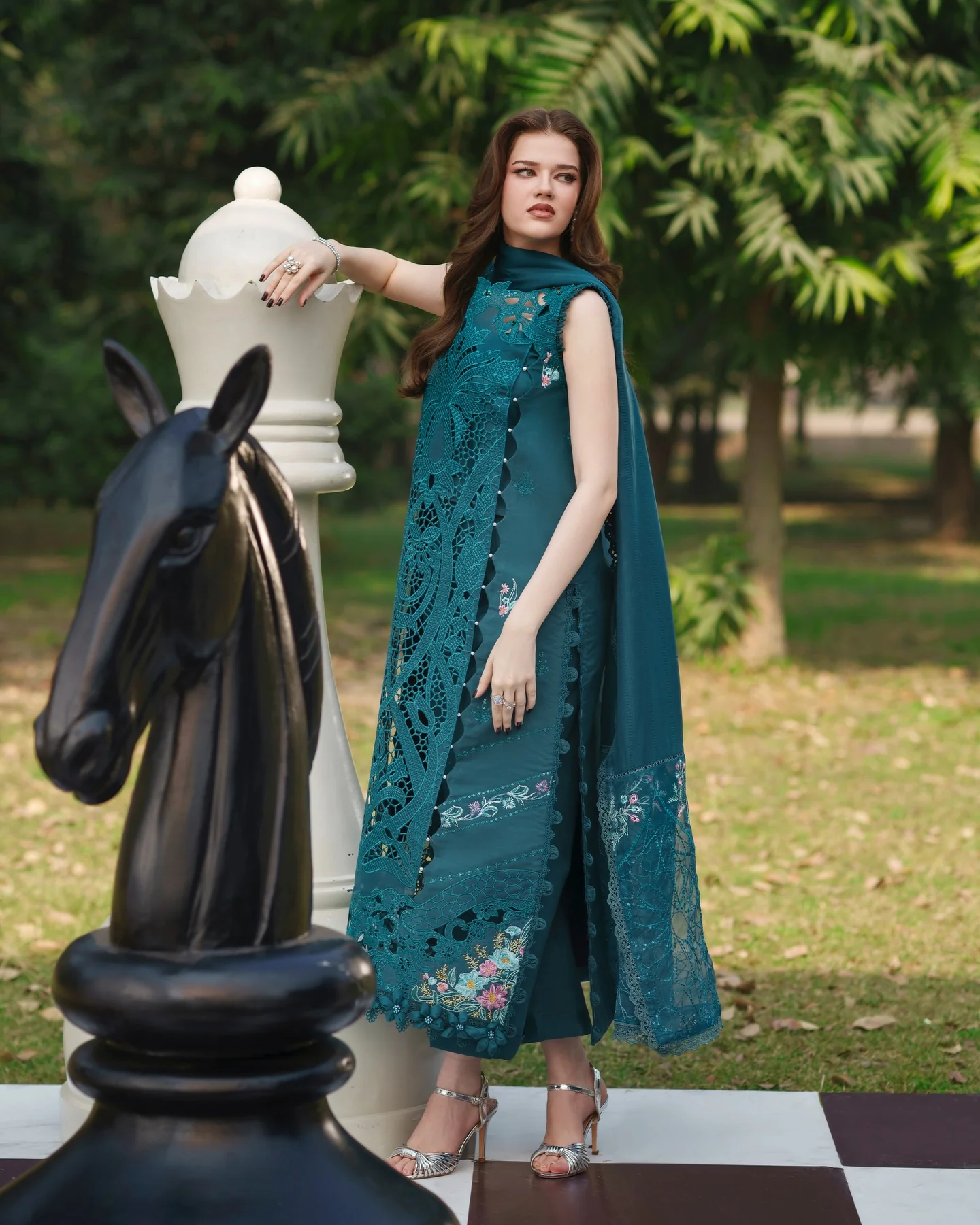 Parishay Luxury Lawn Embroidered 3 Pc Unstitched Suit SQ-04 ZINC - Image 2