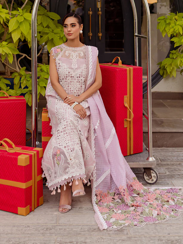 Parishay Luxury Lawn Embroidered 3 Piece Unstitched - MS-07 - Image 2