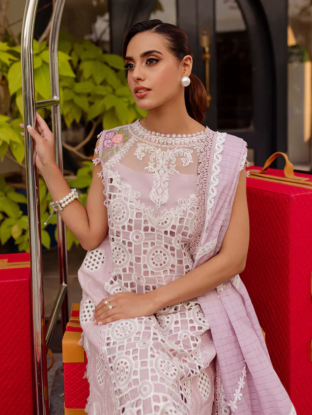 Parishay Luxury Lawn Embroidered 3 Piece Unstitched - MS-07 - Image 6