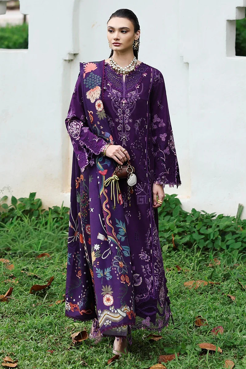Qalamkar - KL-15 IRIS | Lawn Embroidered 3 Piece Unstitched - Image 2