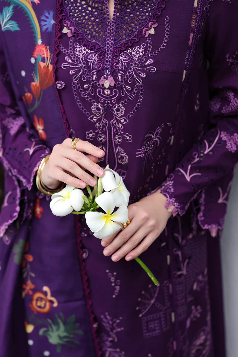 Qalamkar - KL-15 IRIS | Lawn Embroidered 3 Piece Unstitched - Image 8