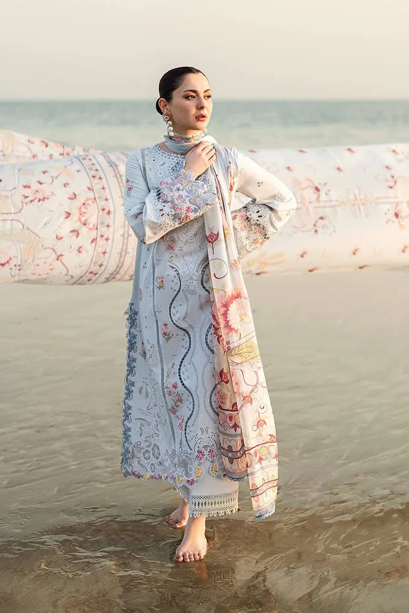 Qalamkar Luxury Lawn Embroidered 3 Piece Unstitched FK-02 Isabella - Image 3