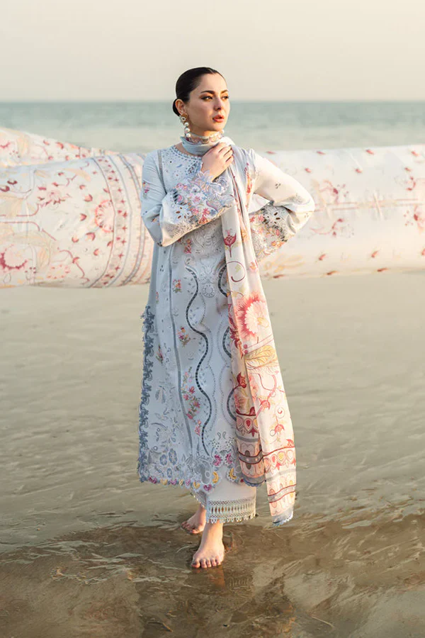 Qalamkar Luxury Lawn Embroidered 3 Piece Unstitched FK-02 Isabella - Image 5