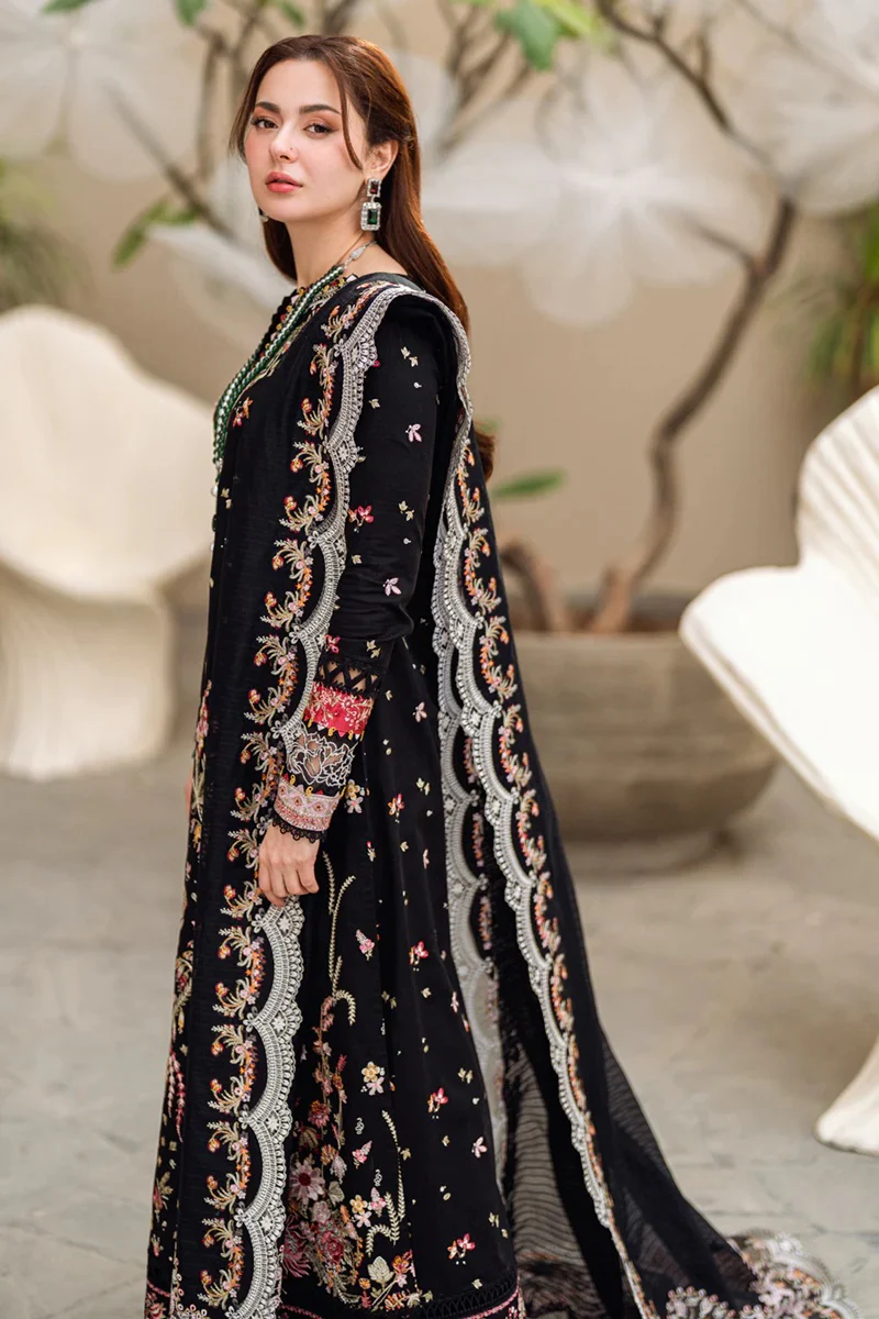 Qalamkar Luxury Lawn Embroidered 3 Piece Unstitched FK-15 Hannah - Image 6