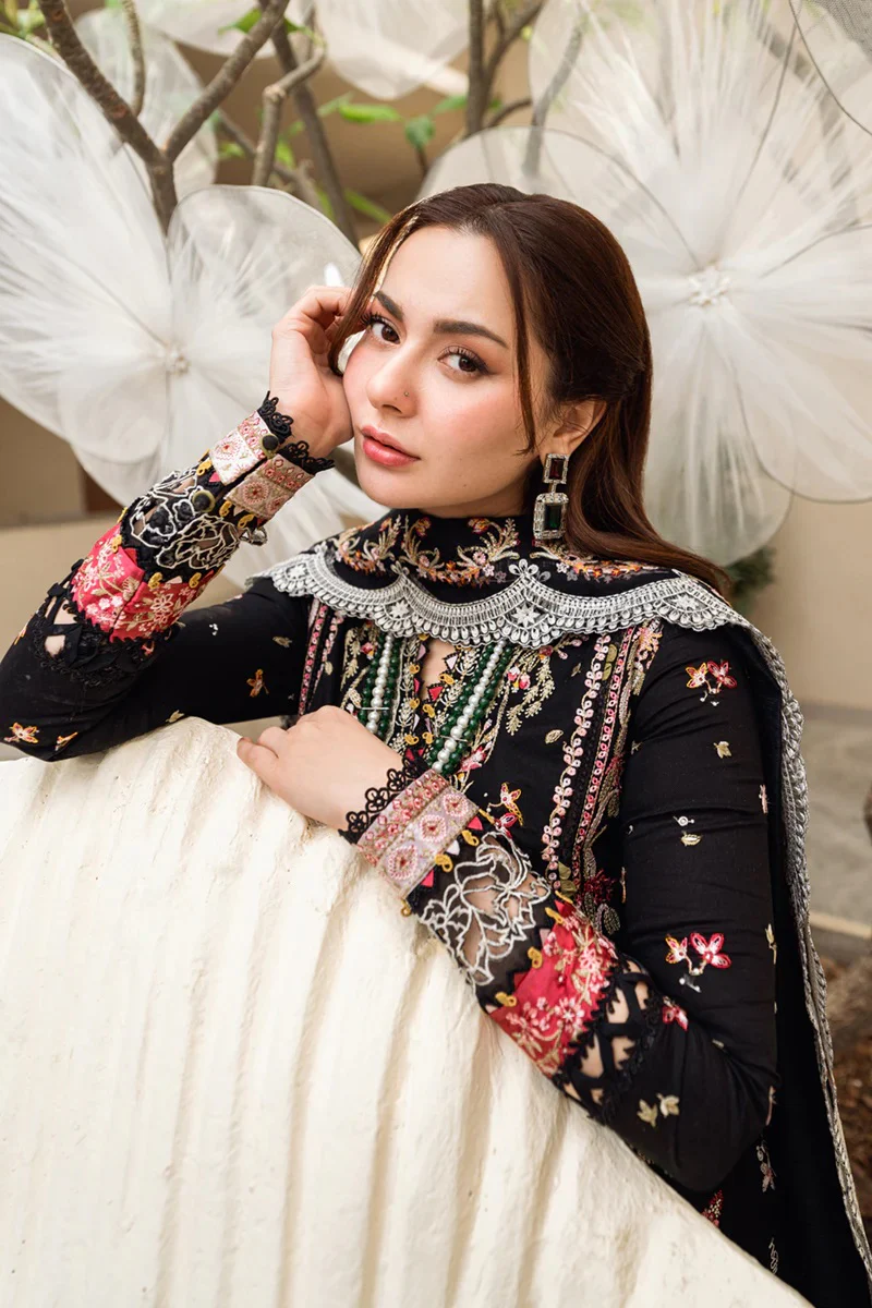 Qalamkar Luxury Lawn Embroidered 3 Piece Unstitched FK-15 Hannah - Image 8