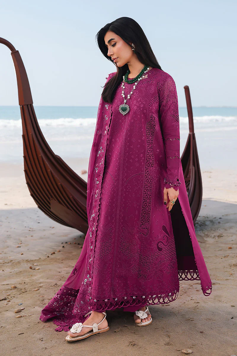 Qalamkar Luxury Lawn Embroidered 3 Piece Unstitched SA-01 ZARA - Image 3