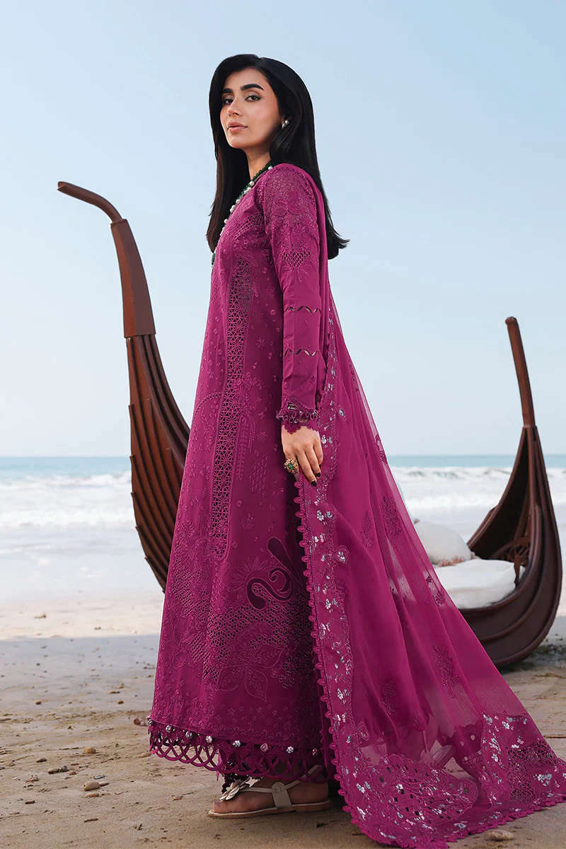 Qalamkar Luxury Lawn Embroidered 3 Piece Unstitched SA-01 ZARA - Image 4