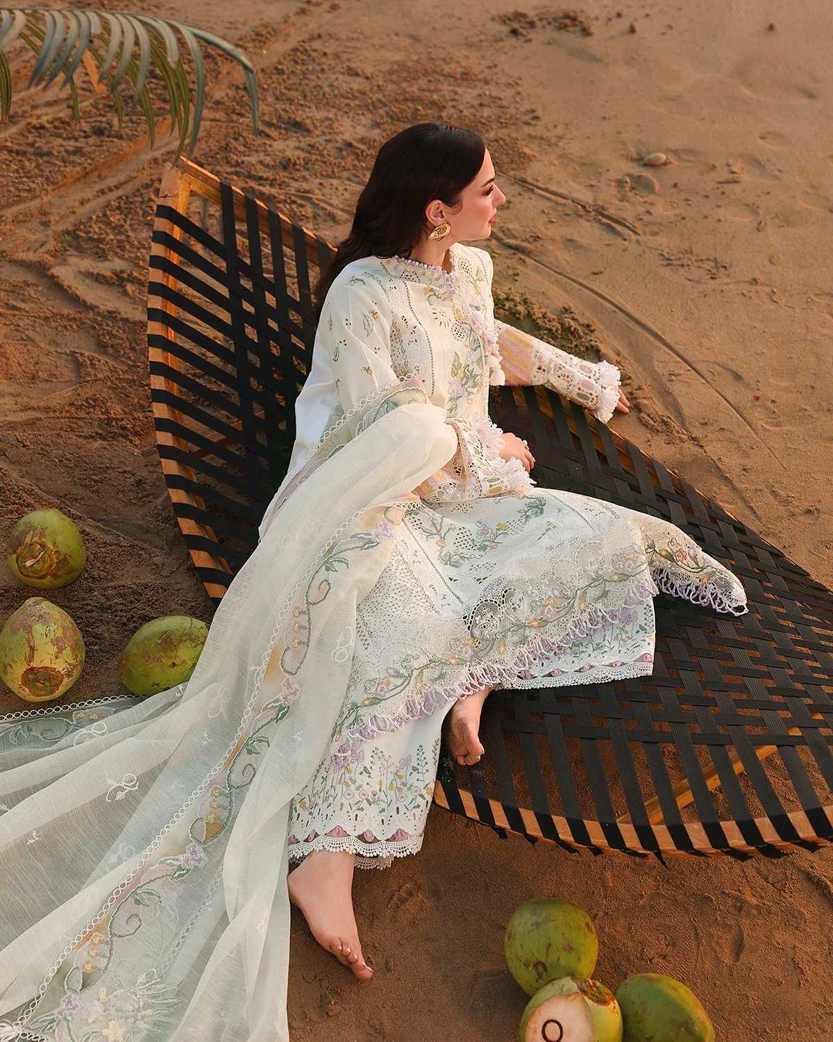 Qalamkar Luxury Lawn Embroidered 3 Piece Unstitched SA-10 ILARA - Image 2