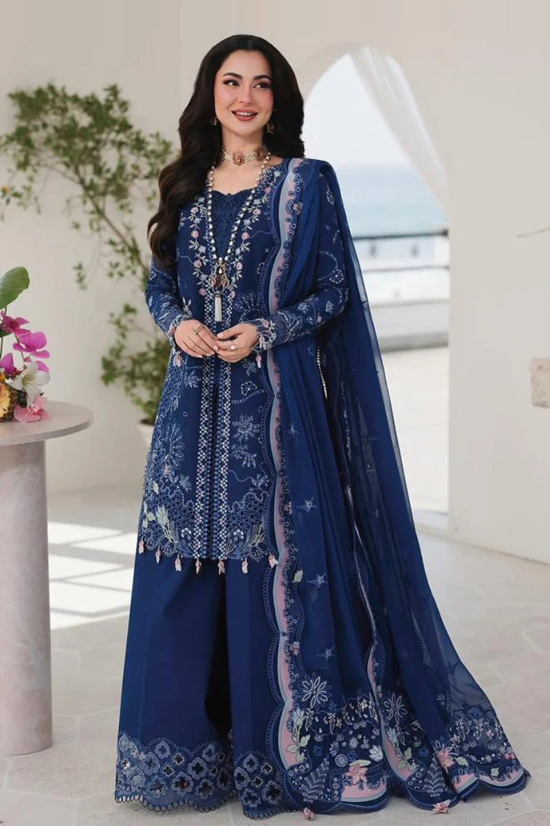 Qalamkar Luxury Lawn Embroidered 3 Piece Unstitched SA-16 ESMA