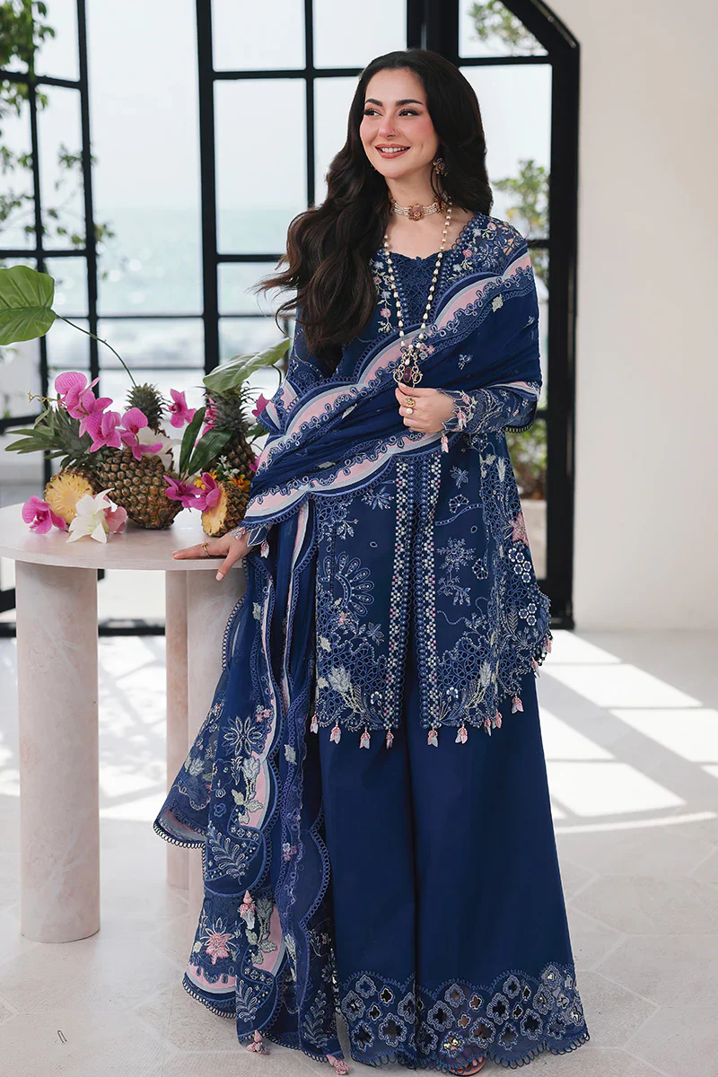 Qalamkar Luxury Lawn Embroidered 3 Piece Unstitched SA-16 ESMA - Image 3