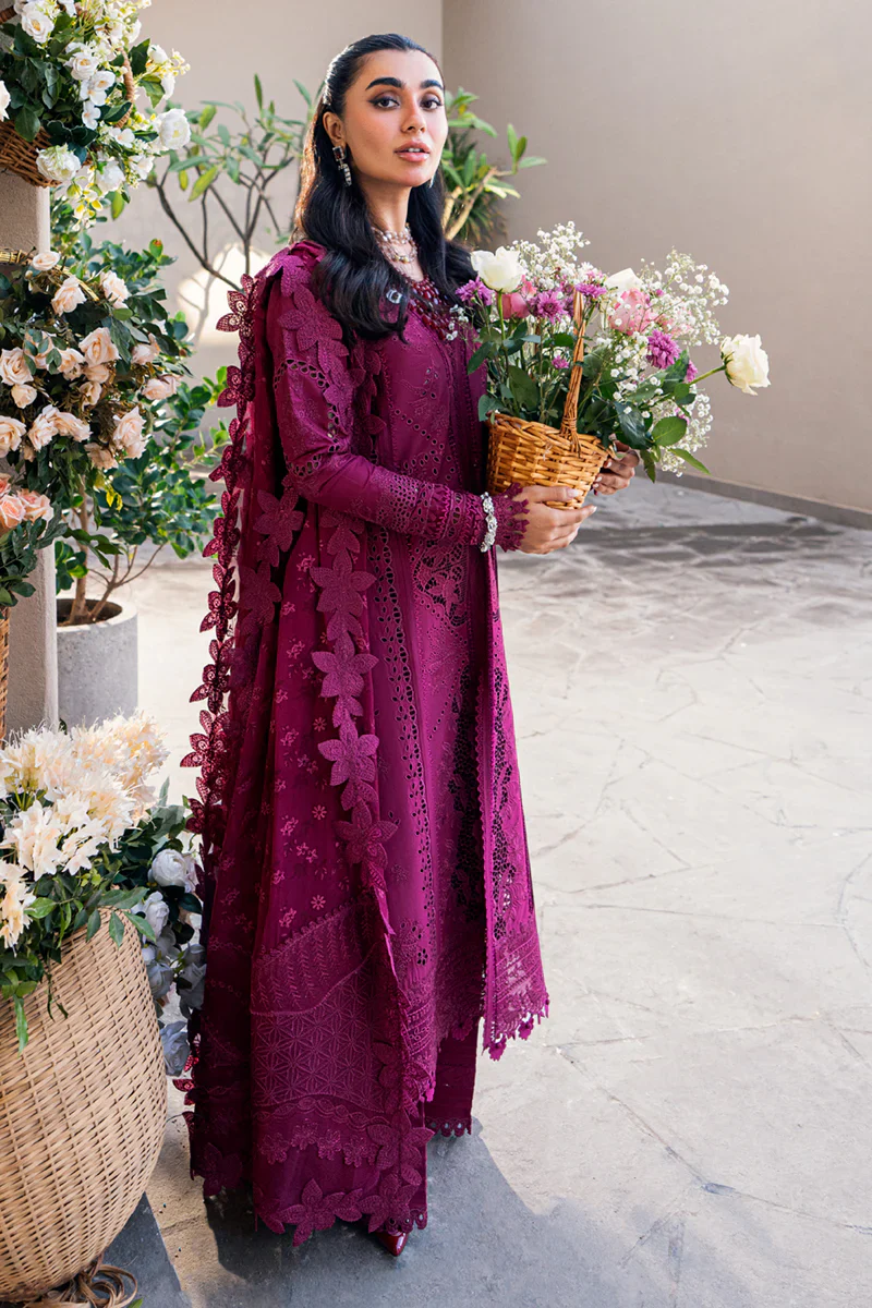 Qalamkar Luxury Lawn Embroidered Unstitched Collection FK-11 VIOLET - Image 3