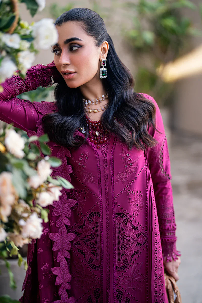 Qalamkar Luxury Lawn Embroidered Unstitched Collection FK-11 VIOLET - Image 5