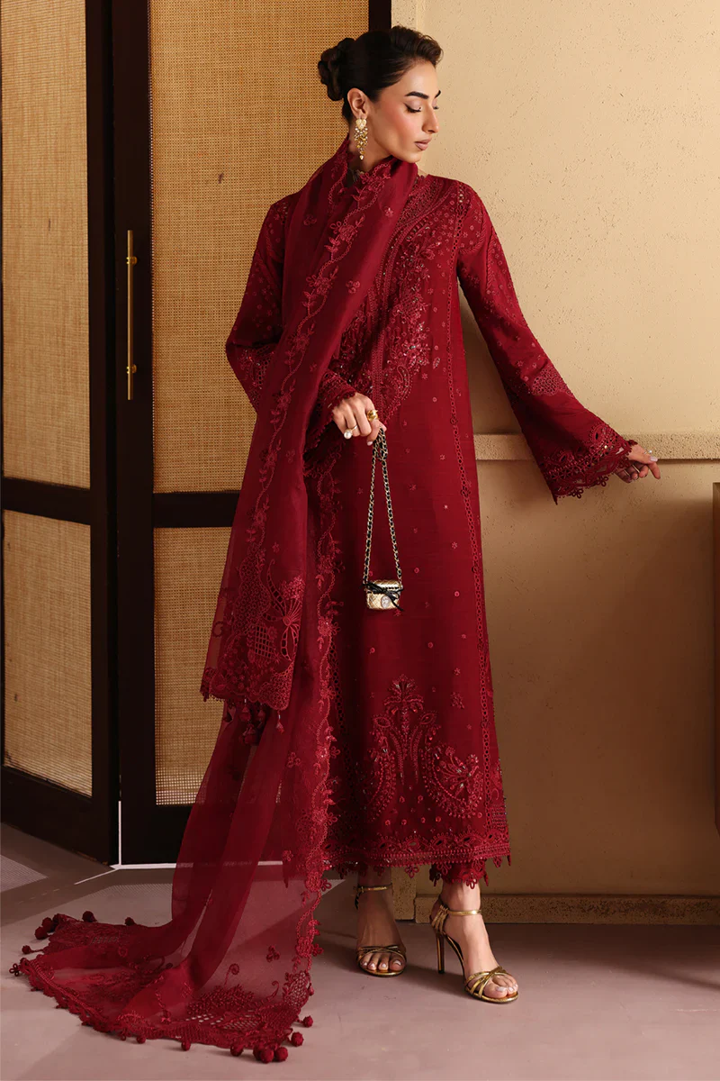 Qalamkar Luxury Lawn Embroidered Unstithced Suit LP-05 NIRA - Image 3