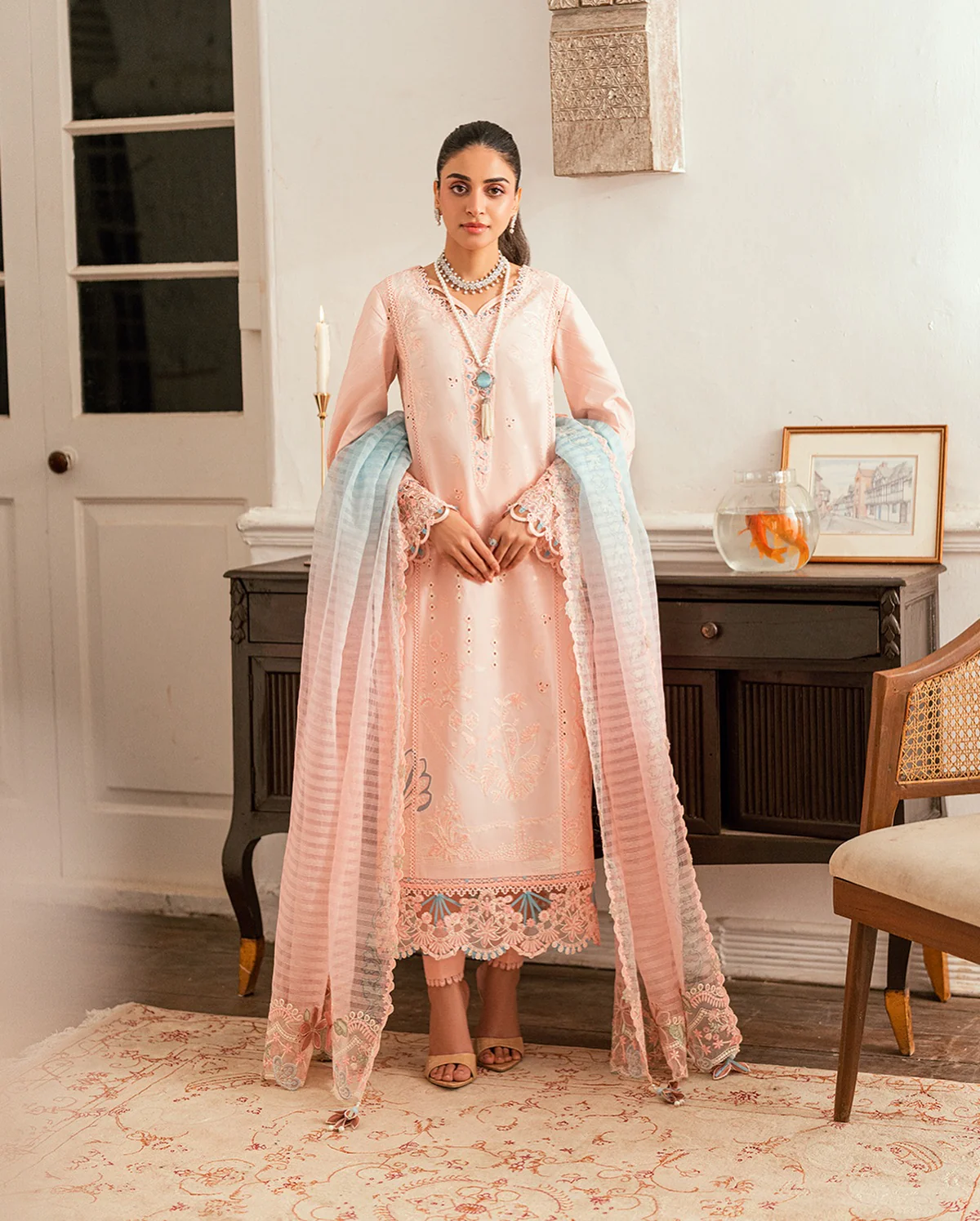 Qalamkar Luxury Lawn Unstitched Embroidered 3Pc Suit SB-05 Aleeza - Image 3