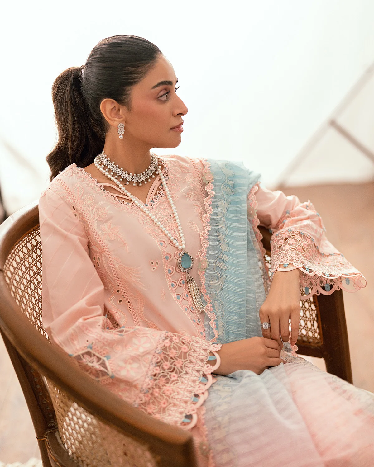 Qalamkar Luxury Lawn Unstitched Embroidered 3Pc Suit SB-05 Aleeza - Image 5