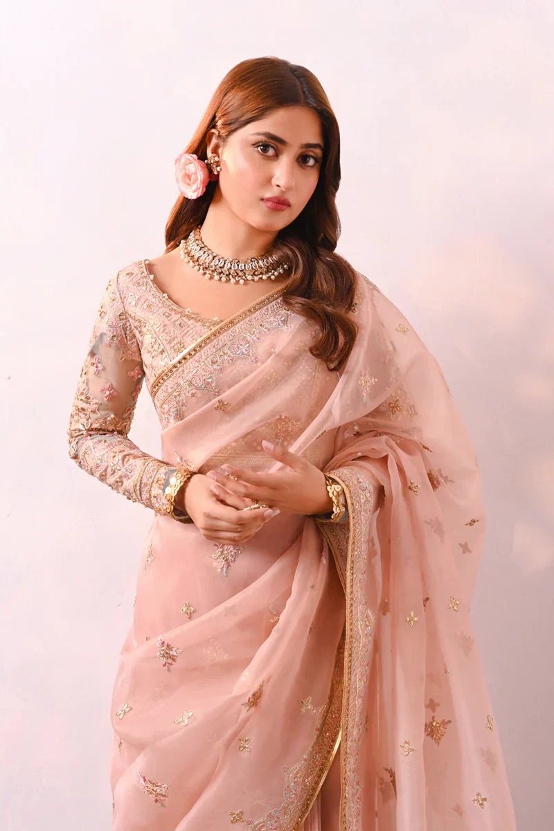 Qalamkar Sahiba Organza Embroidered Saree RANYA - Image 7