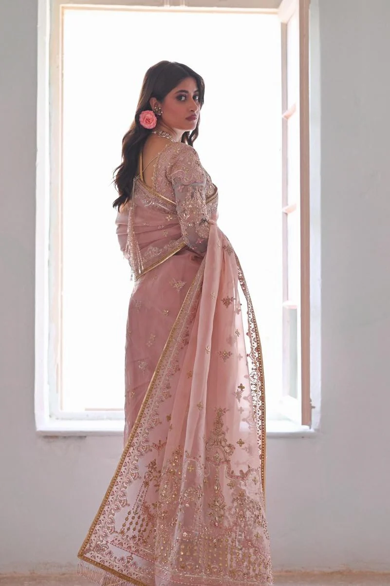 Qalamkar Sahiba Organza Embroidered Saree RANYA - Image 9