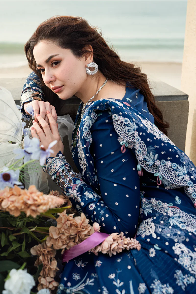 Qalamkar Sahil Kinare Luxury Lawn Embroidered 3 Piece Unstitched FK-05 AURORA - Image 10