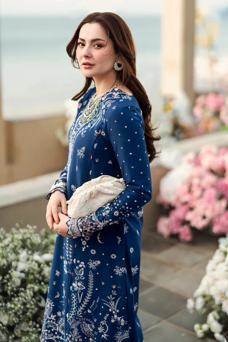 Qalamkar Sahil Kinare Luxury Lawn Embroidered 3 Piece Unstitched FK-05 AURORA - Image 3