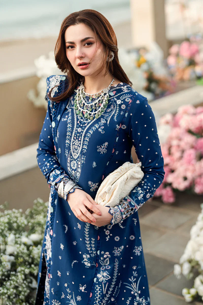 Qalamkar Sahil Kinare Luxury Lawn Embroidered 3 Piece Unstitched FK-05 AURORA - Image 4