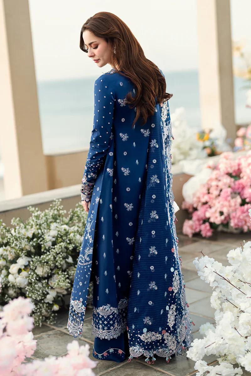 Qalamkar Sahil Kinare Luxury Lawn Embroidered 3 Piece Unstitched FK-05 AURORA - Image 6