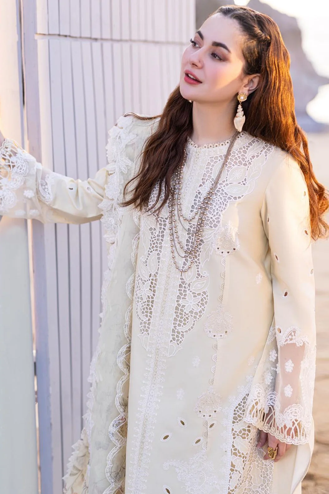 Qalamkar Sahil Kinare Luxury Lawn Embroidered 3 Piece Unstitched - FP-01 Jana - Image 5