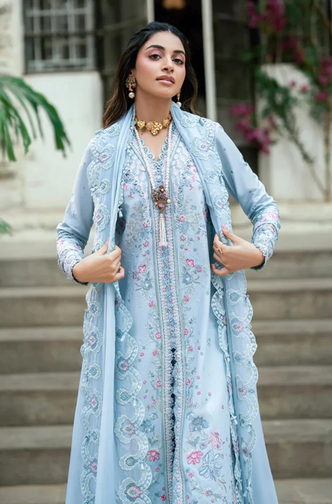 Qalamkar - Zarish - Luxury Lawn Embroidered 3 Piece Unstitched - Image 3