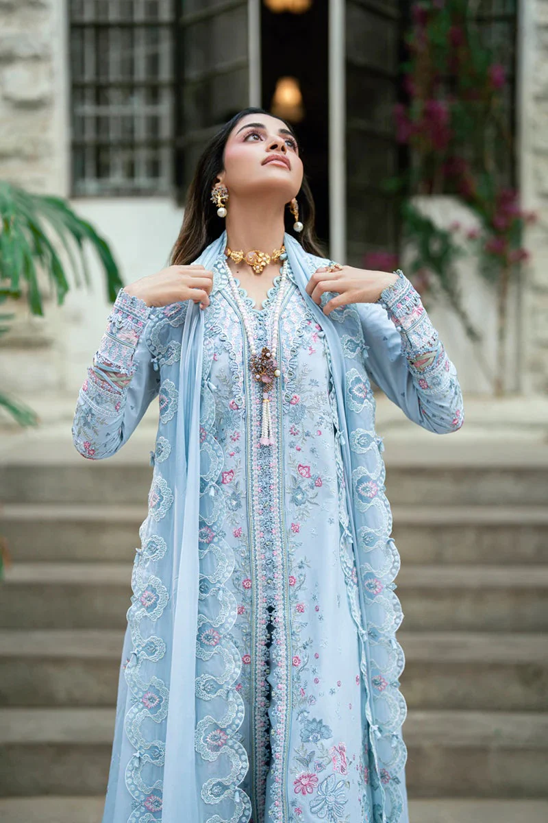 Qalamkar - Zarish - Luxury Lawn Embroidered 3 Piece Unstitched - Image 4