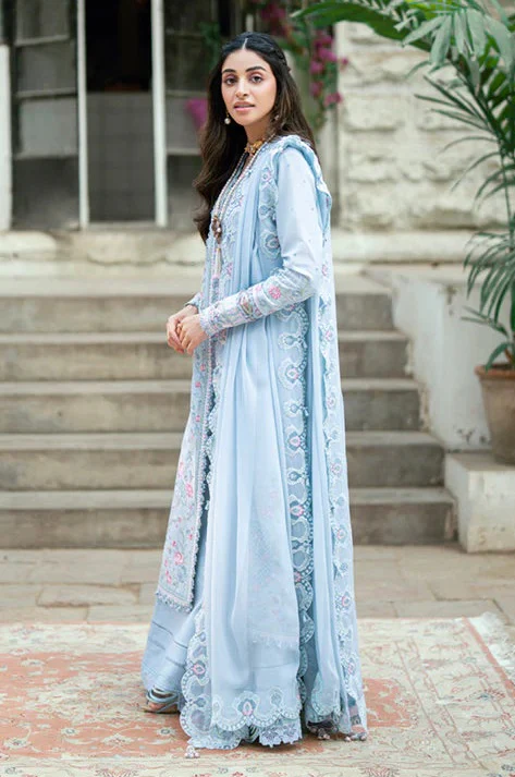 Qalamkar - Zarish - Luxury Lawn Embroidered 3 Piece Unstitched - Image 6
