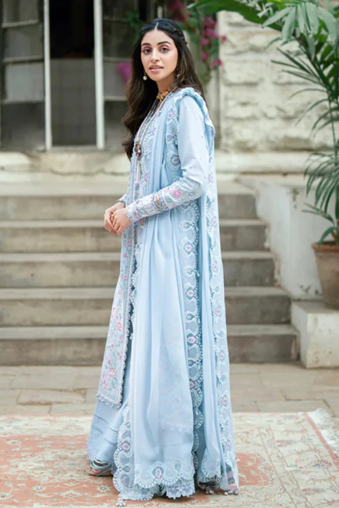 Qalamkar - Zarish - Luxury Lawn Embroidered 3 Piece Unstitched - Image 8