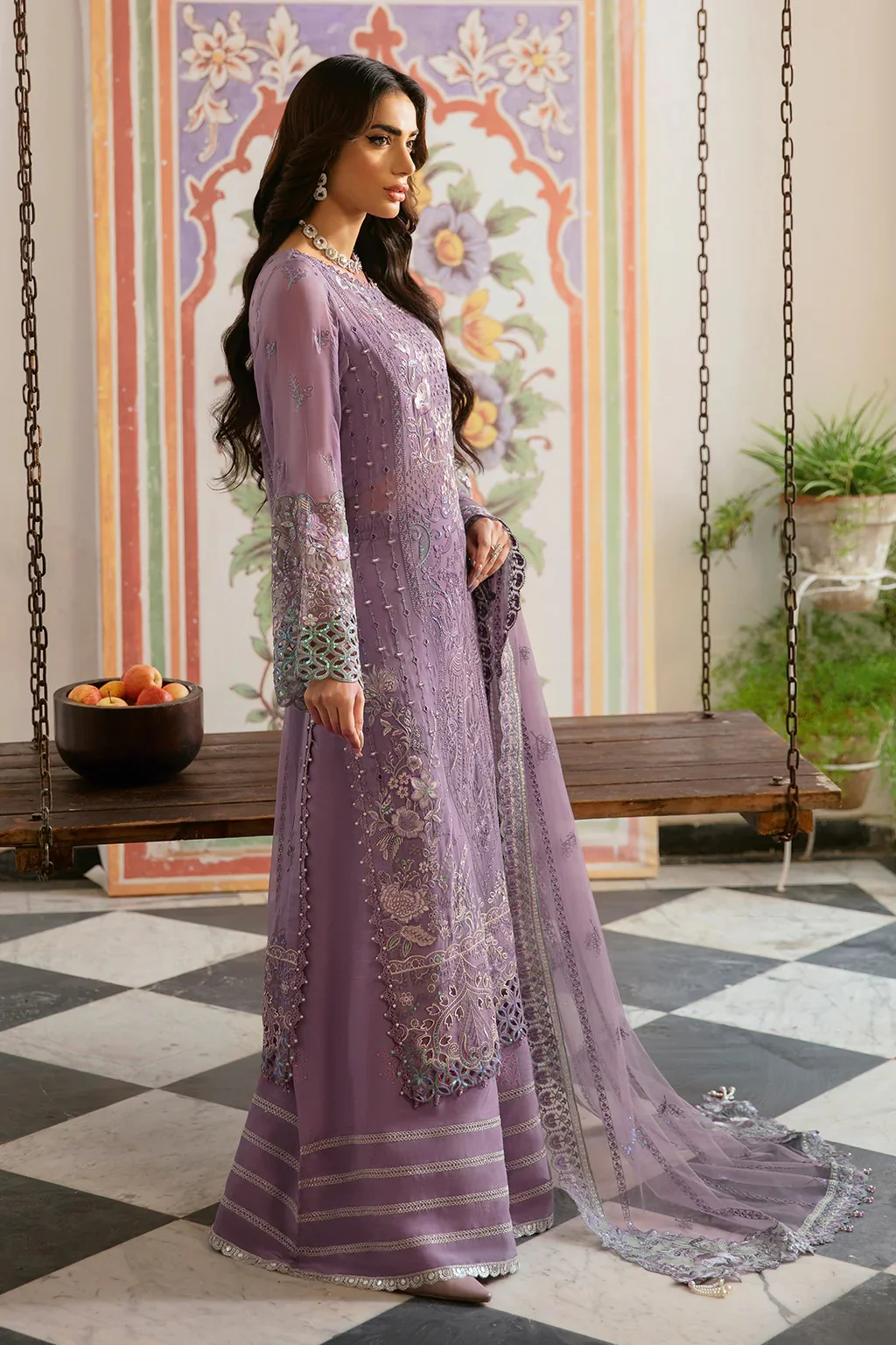 Ramsha - Premium Chiffon Embroidered Unstitched 3 Piece - Q-108 - Image 2