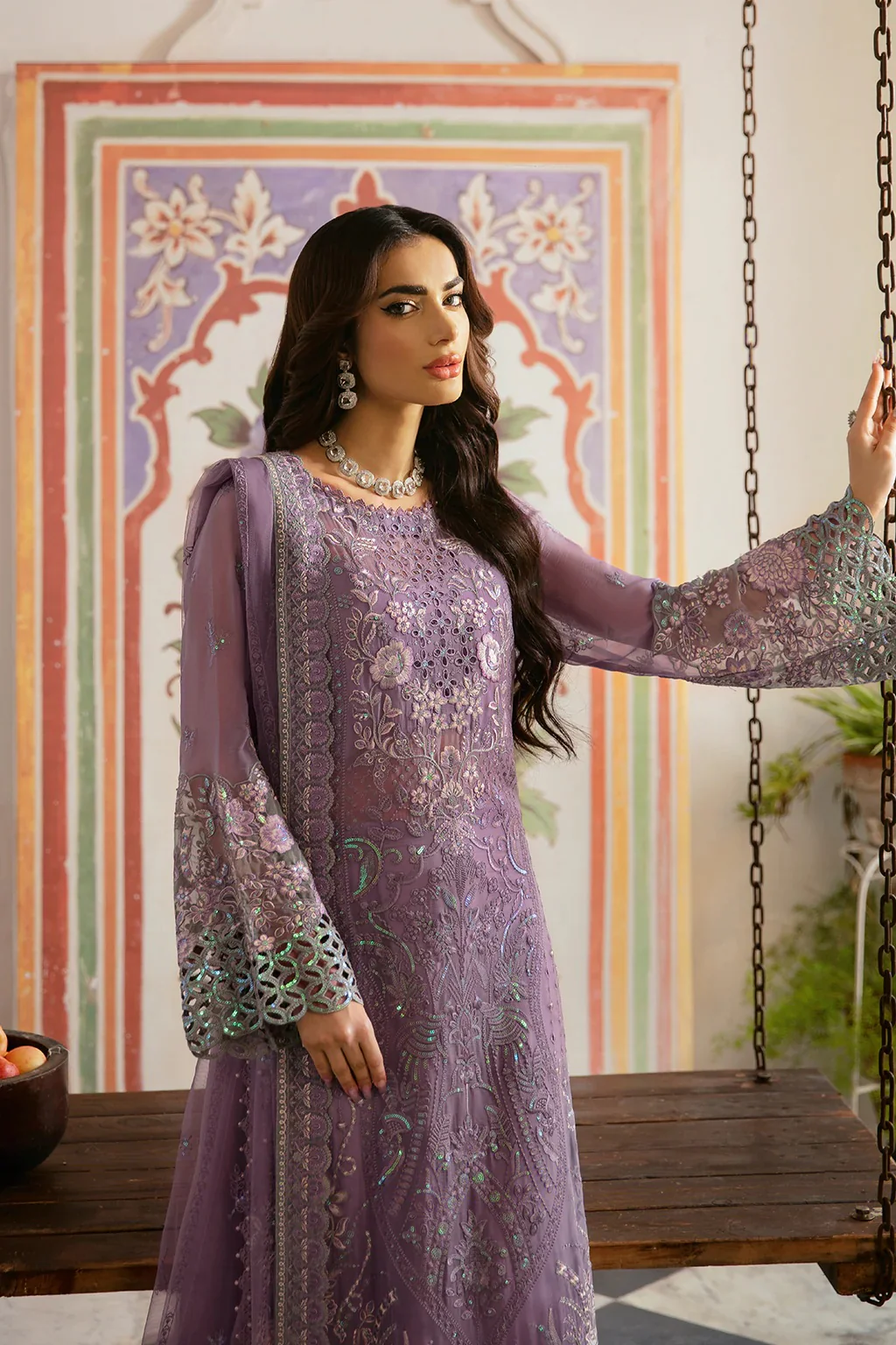 Ramsha - Premium Chiffon Embroidered Unstitched 3 Piece - Q-108 - Image 4