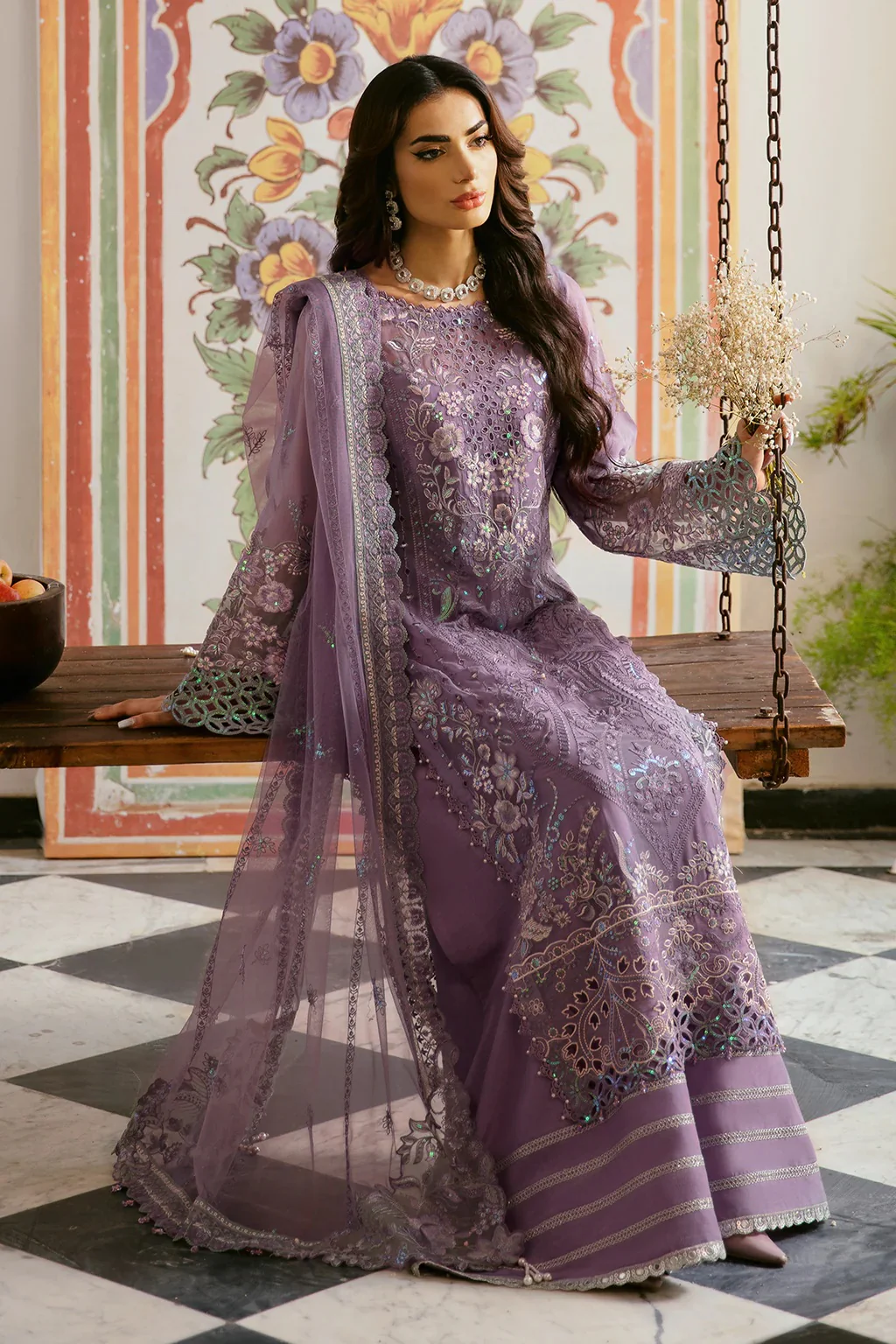 Ramsha - Premium Chiffon Embroidered Unstitched 3 Piece - Q-108 - Image 5