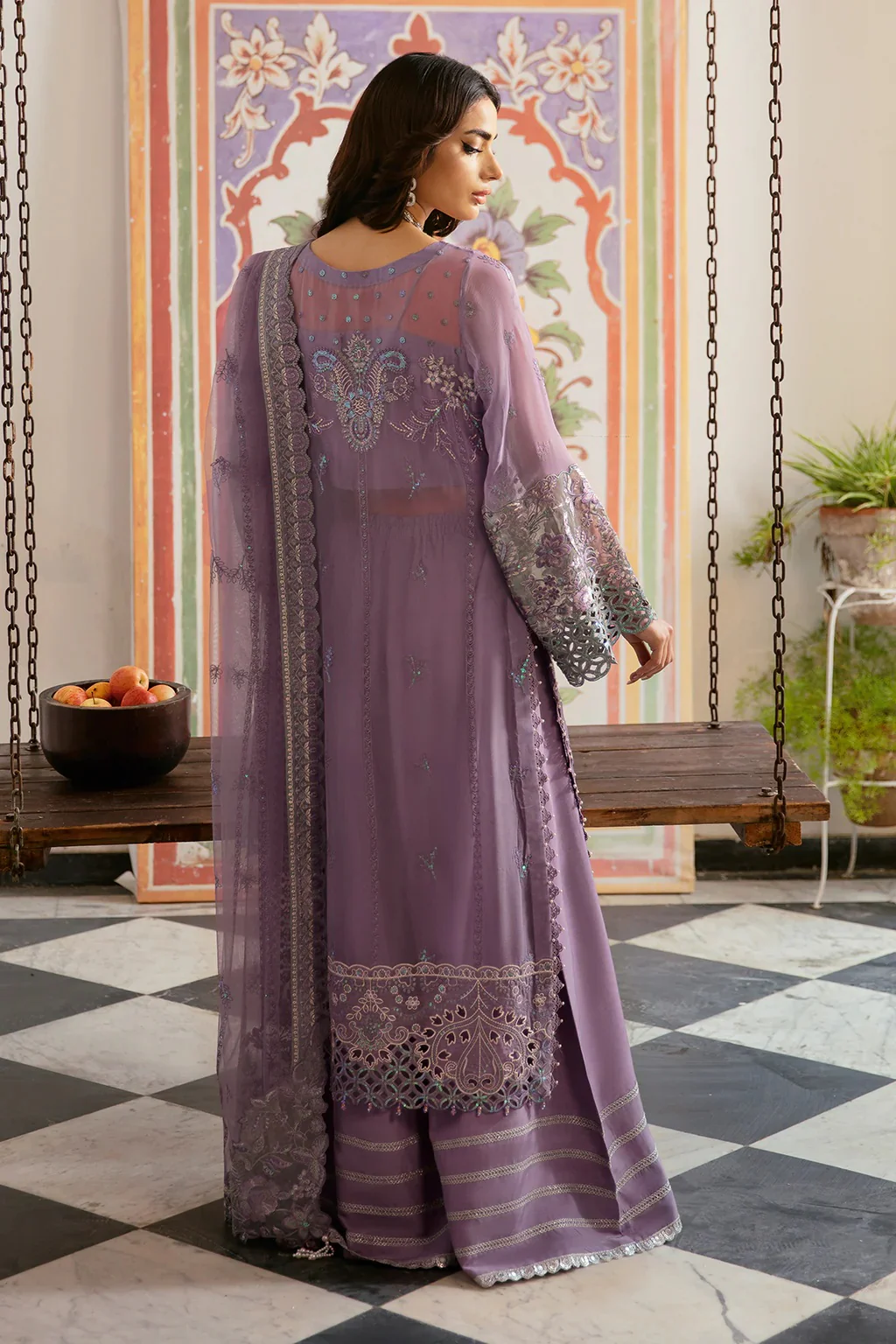 Ramsha - Premium Chiffon Embroidered Unstitched 3 Piece - Q-108 - Image 6