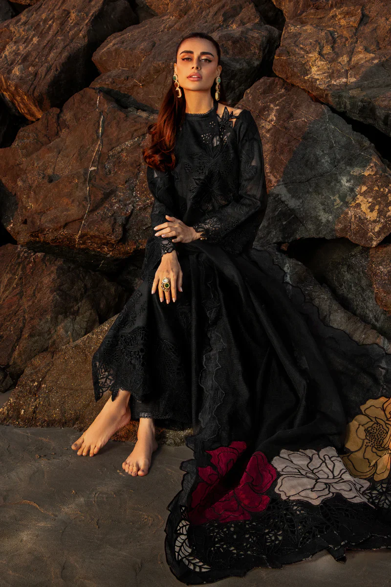 Rang Rasiya Premium Embroidered Lawn Unstitched 3Pc Suit D-01 RAMEEN - Image 3