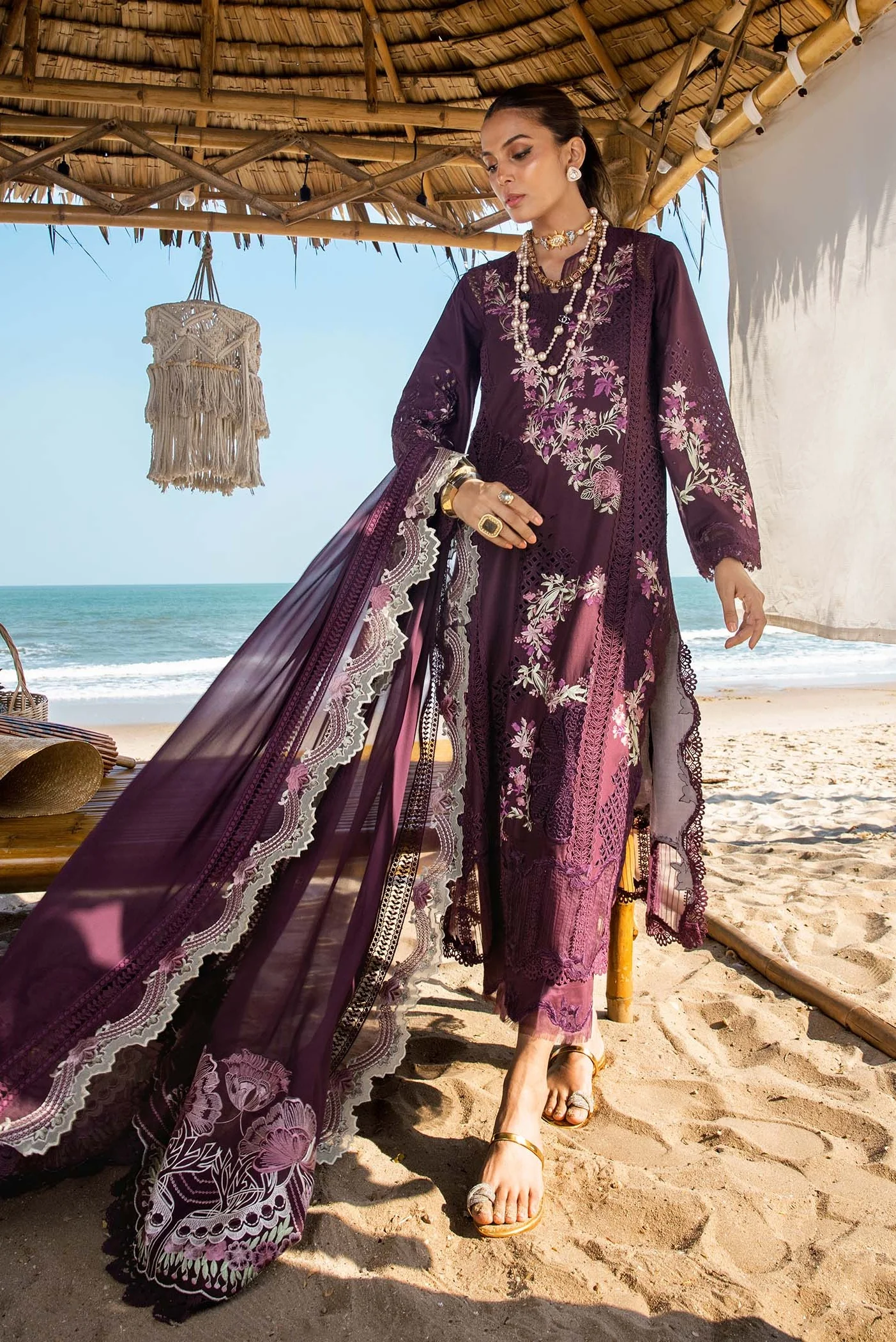 Saira Shakira Luxury Lawn Embroidered 3 Piece Unstitched - DAHLIA-B - Image 2