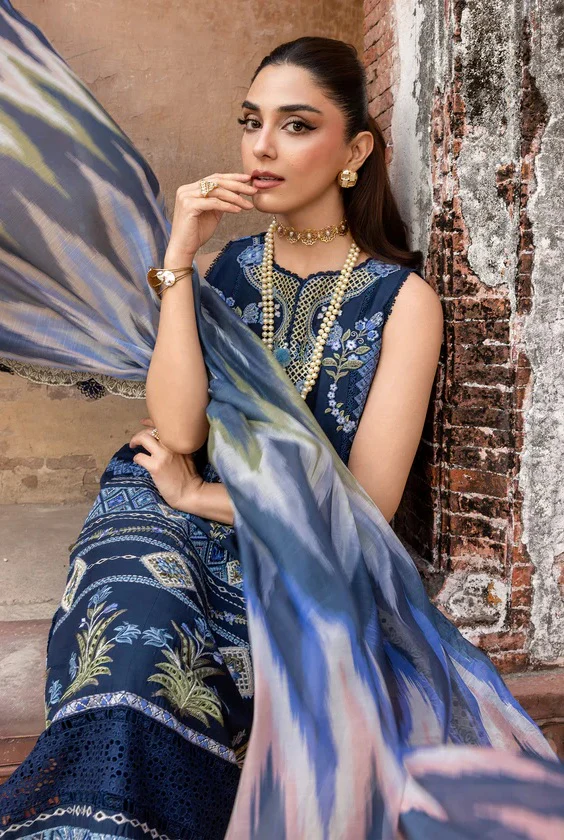 Saira Shakira - Luxury Lawn Embroidered 3 Piece Unstitched - RUNA-8-B - Image 5