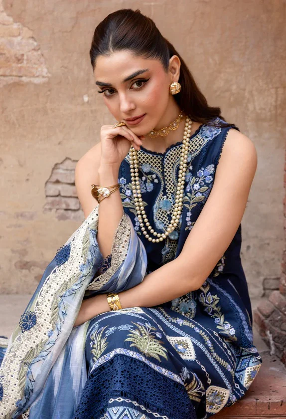 Saira Shakira - Luxury Lawn Embroidered 3 Piece Unstitched - RUNA-8-B - Image 7