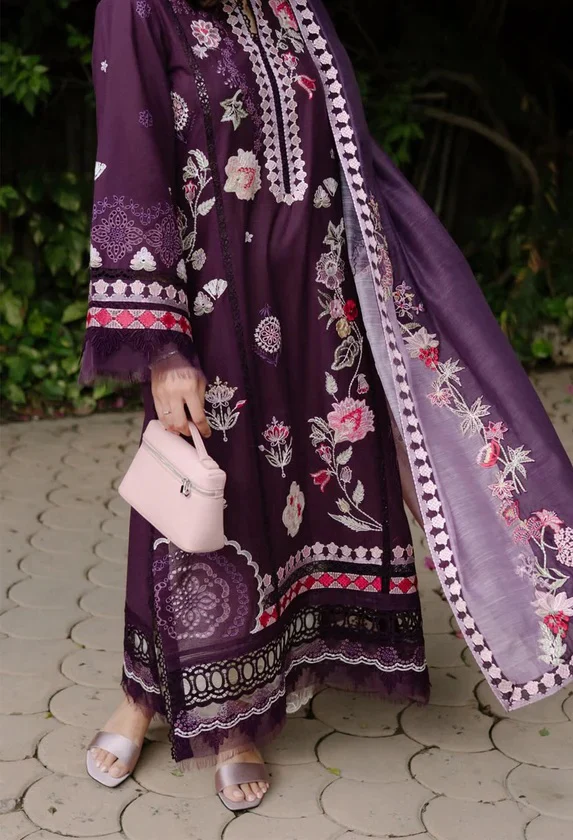 Saira Shakira - NOOR-2-A - Lawn Embroidered 3 Piece Unstitched - Image 10