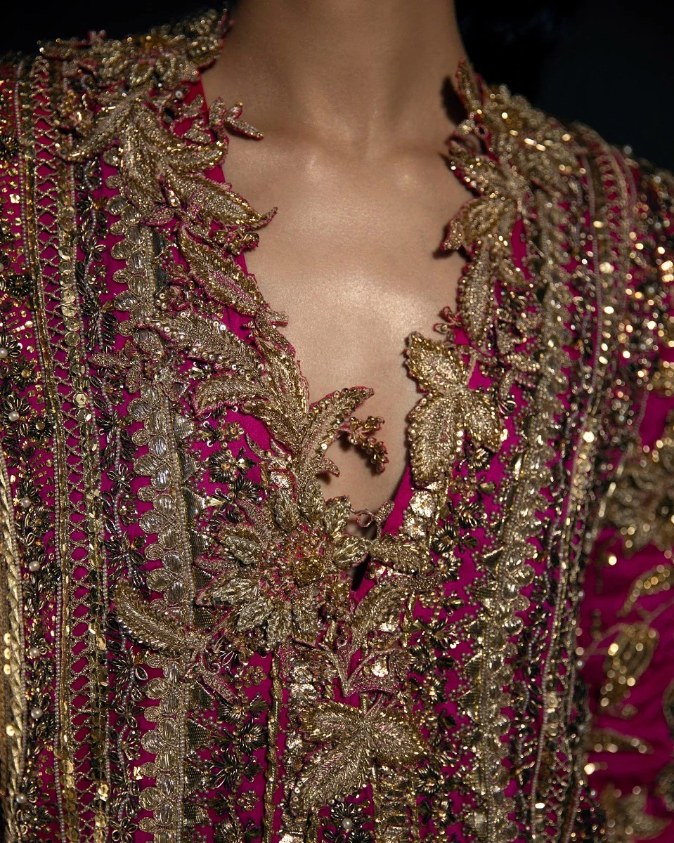Sana Safinaz Wedding Couture Luxury Hand Made Raw Silk Collection B-389 - Image 3
