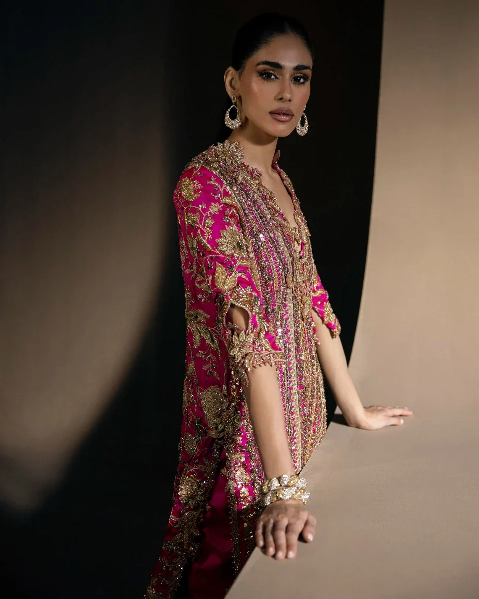 Sana Safinaz Wedding Couture Luxury Hand Made Raw Silk Collection B-389 - Image 5