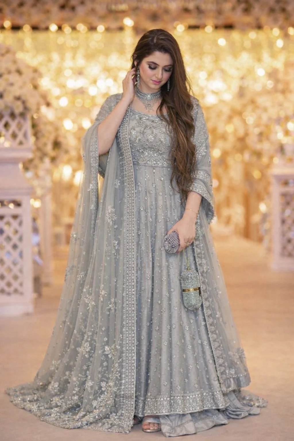 Sarah Atif Luxury Net Embroidered Unstitched Suit - Image 2