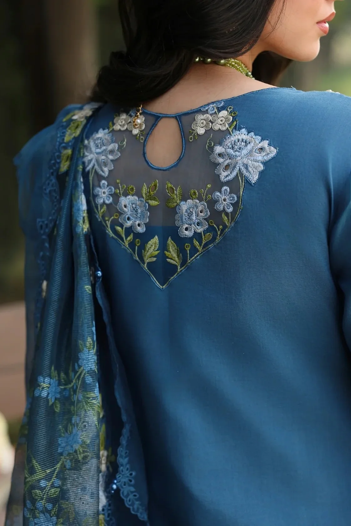 Sardinia - Luxury Lawn Embroidered 3 Piece Unstitched - Blue Blossoms - Image 8