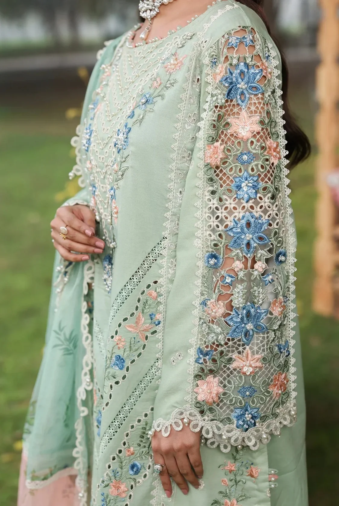 Sardinia - Luxury Lawn Embroidered 3 Piece Unstitched - SUMMER SAGE - Image 3