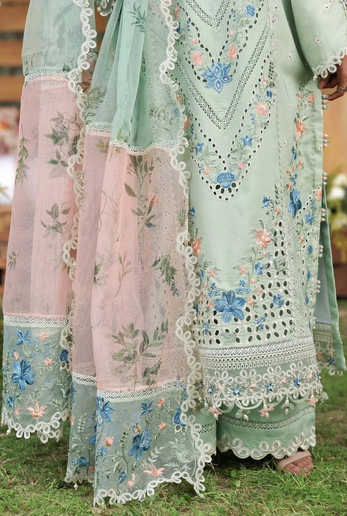 Sardinia - Luxury Lawn Embroidered 3 Piece Unstitched - SUMMER SAGE - Image 5