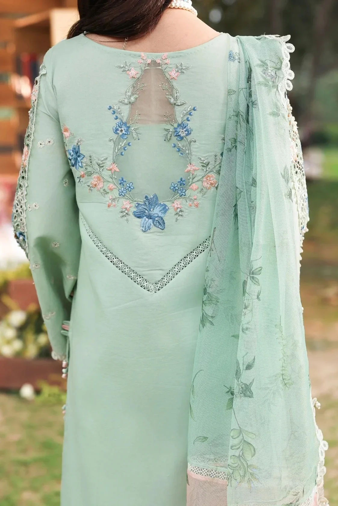 Sardinia - Luxury Lawn Embroidered 3 Piece Unstitched - SUMMER SAGE - Image 6