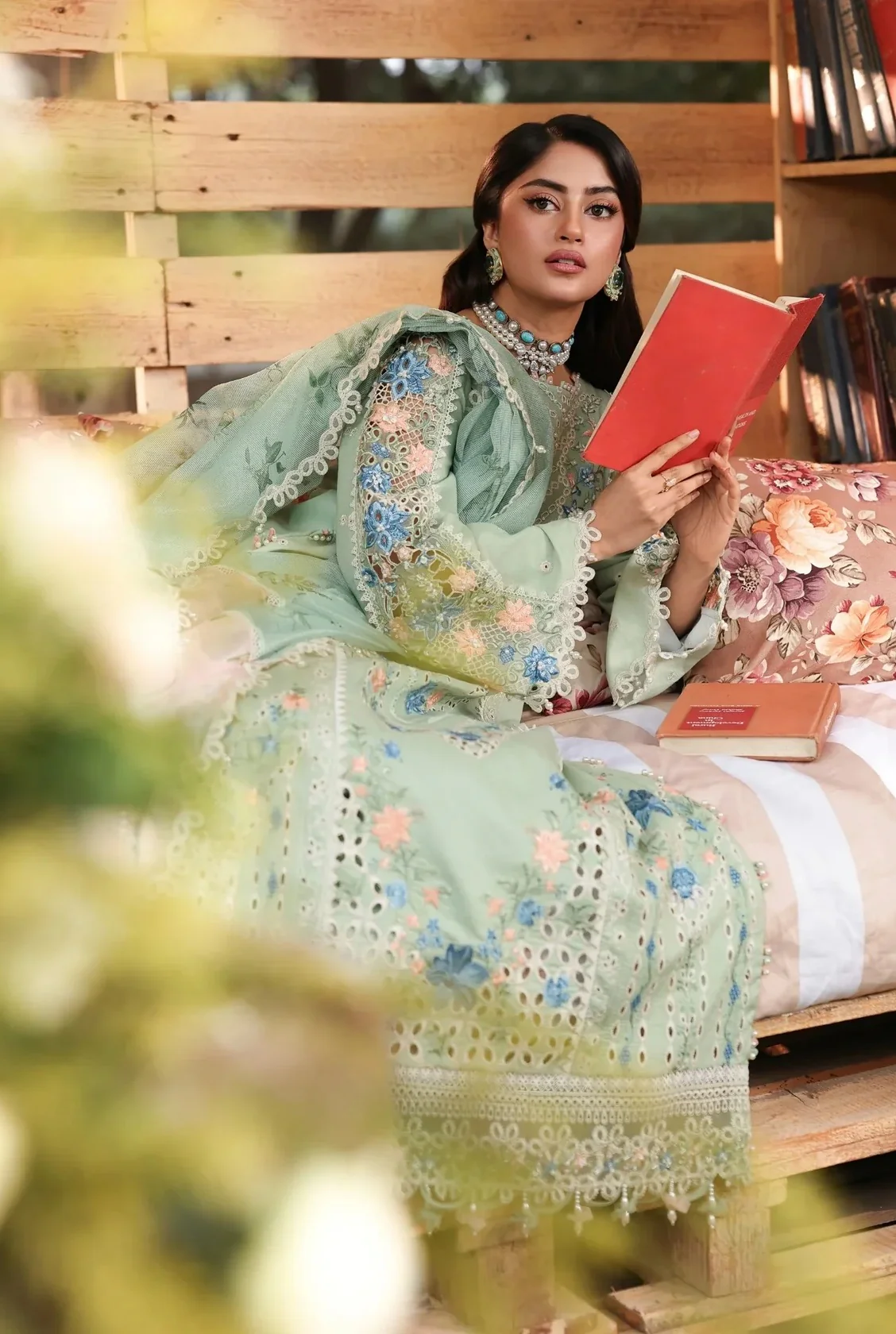 Sardinia - Luxury Lawn Embroidered 3 Piece Unstitched - SUMMER SAGE - Image 9