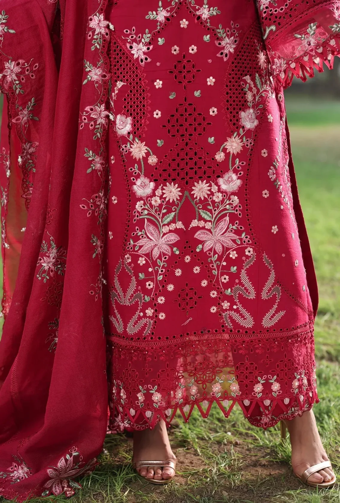 Sardinia - Luxury Lawn Embroidered Unstitched 3 Piece - FLORAL FUCHSIA - Image 3